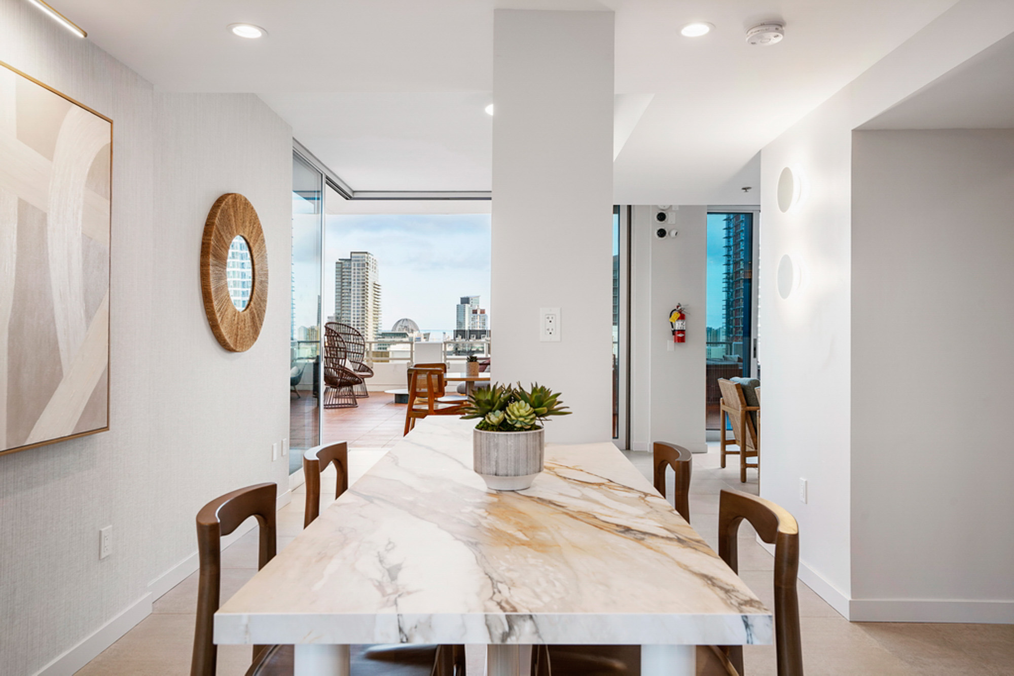 Seating area in sky lounge at Vantage Pointe apartments in San Diego, CA