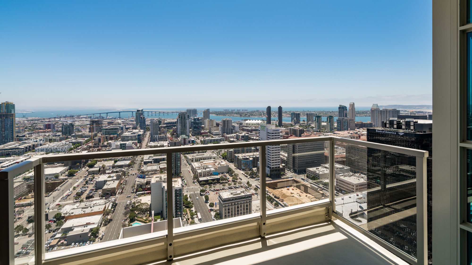 Patio view of Vantage Pointe apartments in San Diego, CA