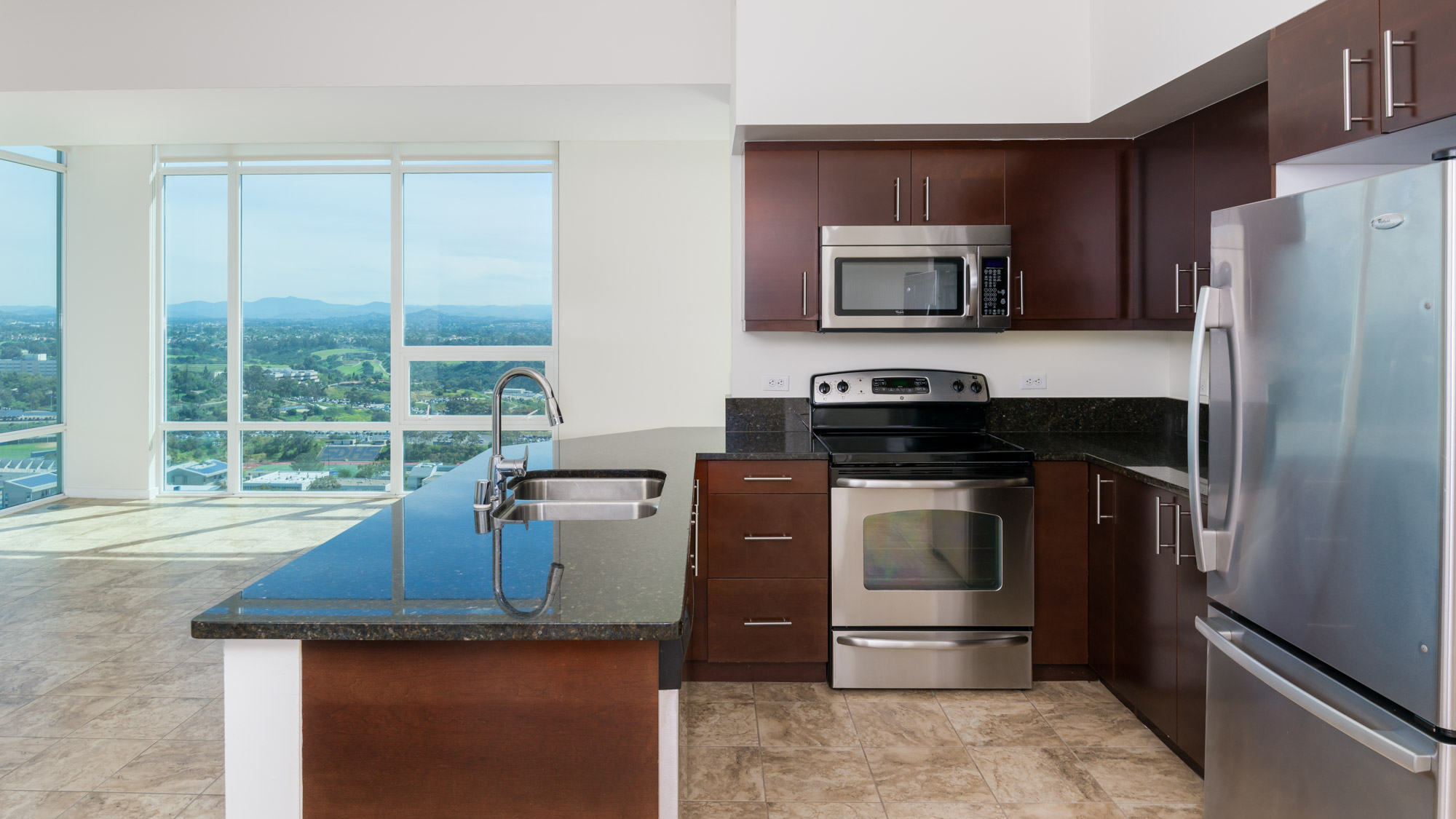 Kitchen at Vantage Pointe apartments in San Diego, CA