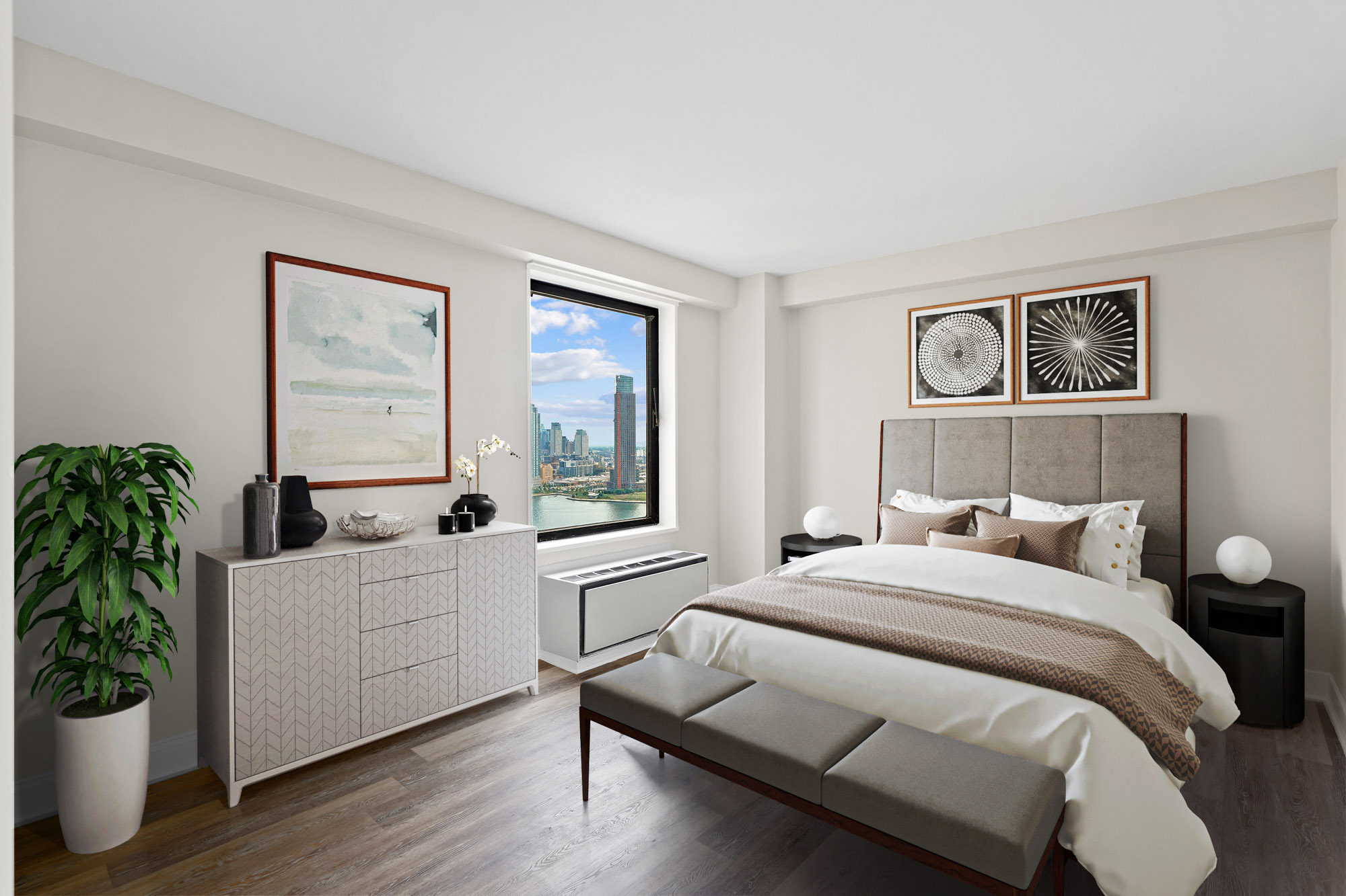 Master bedroom with river views.