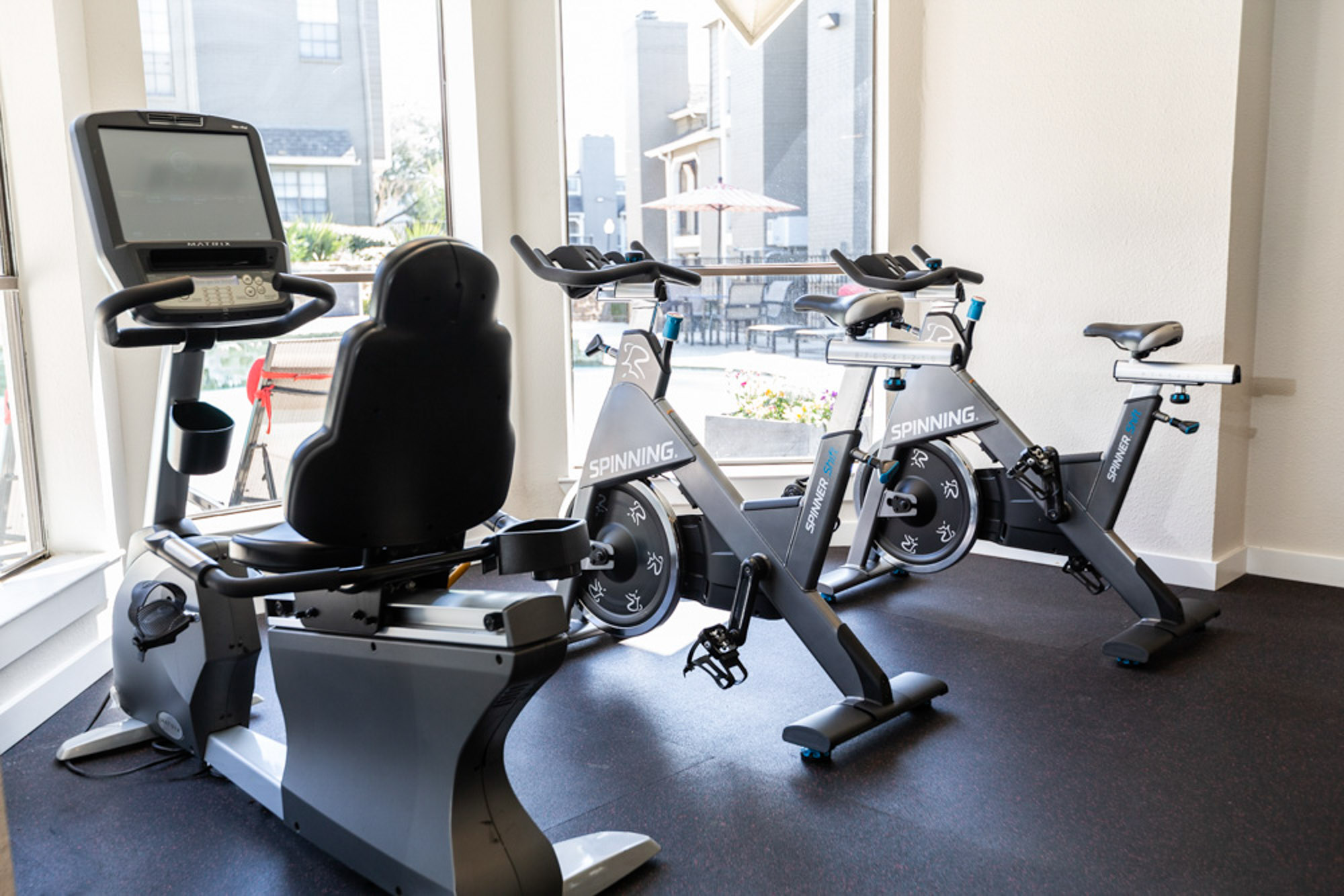 The fitness center at The Arbors of Las Colinas near Dallas, Texas.