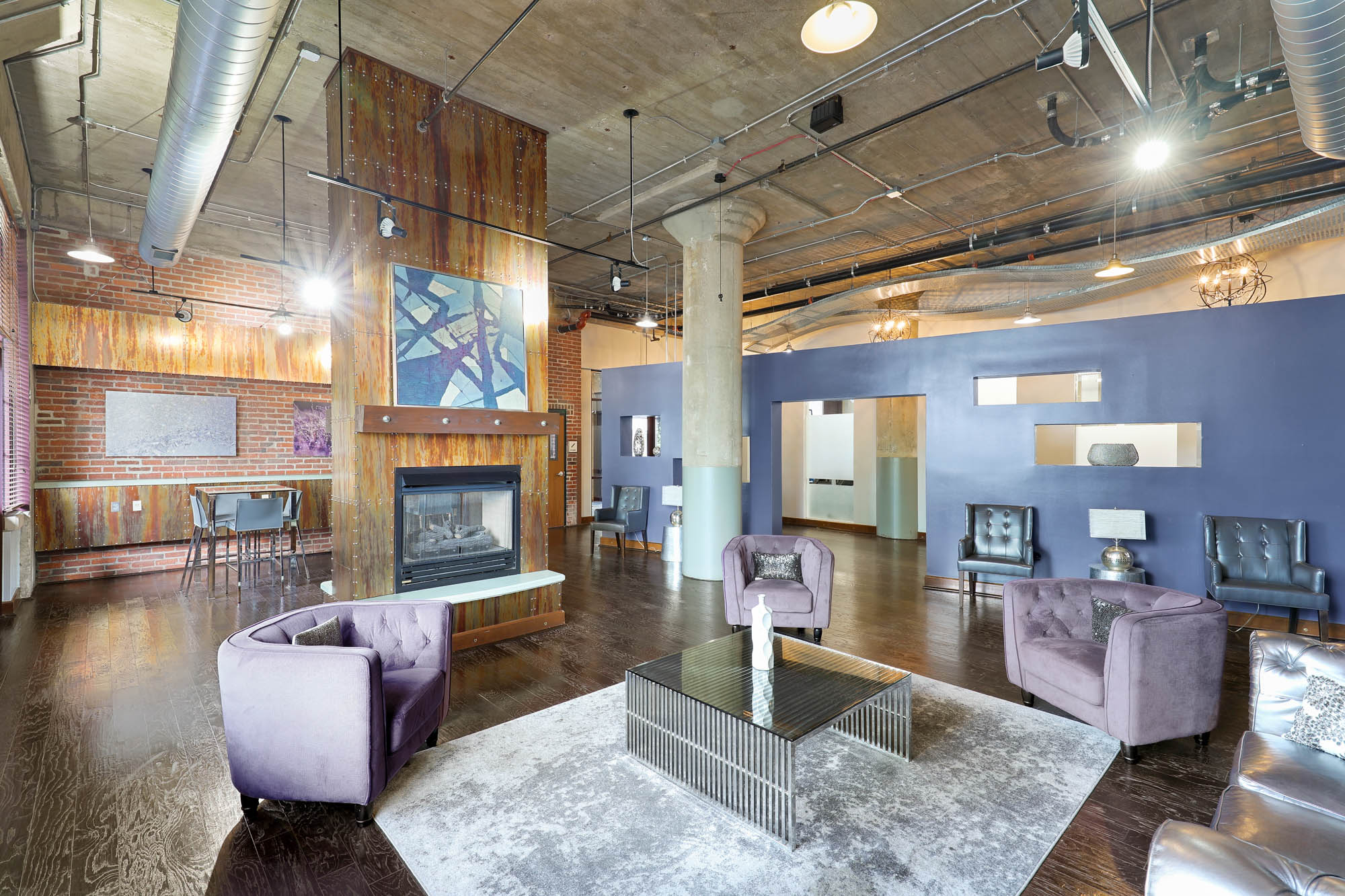 Lounge at River Lofts at Tobacco Row apartments in Washington,DC