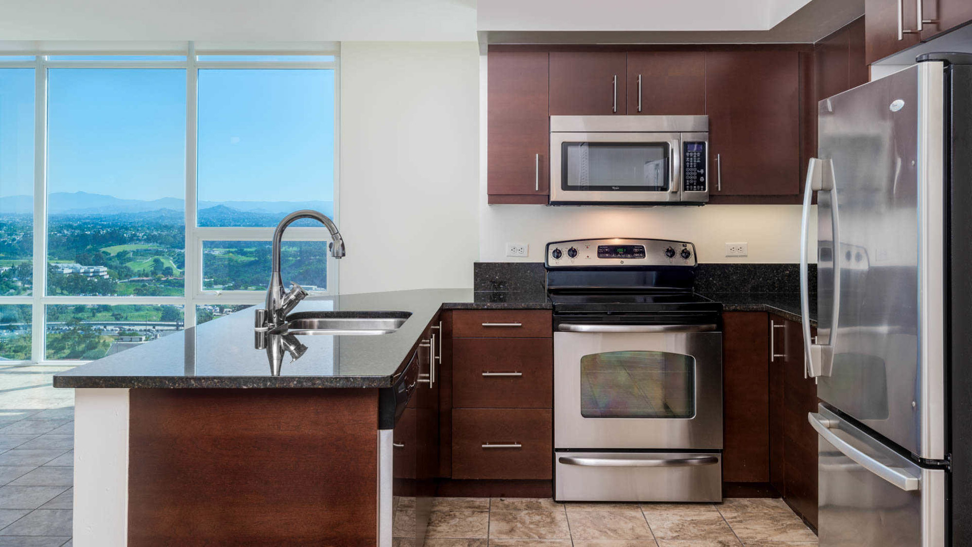 Kitchen at Vantage Pointe apartments in San Diego, CA