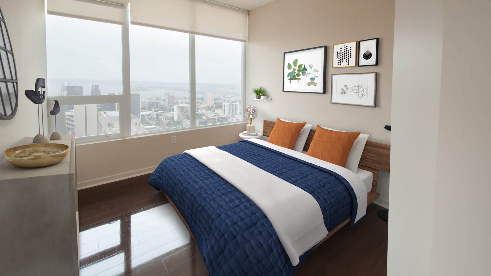 Bedroom at Vantage Pointe apartments in San Diego, CA