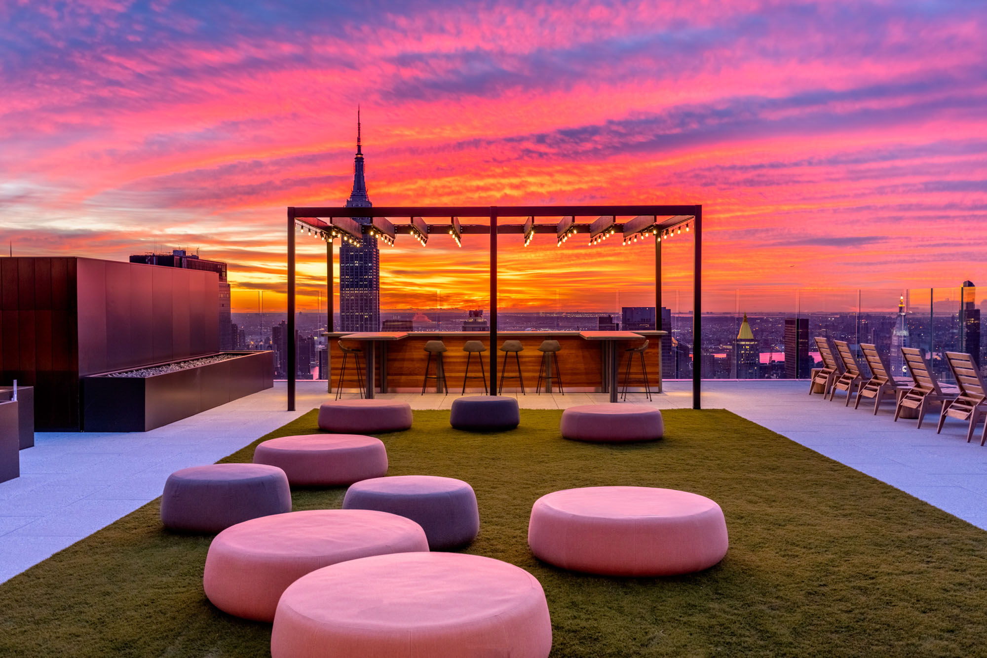 The rooftop terrace in The Eugene apartment in Manhattan, New York.