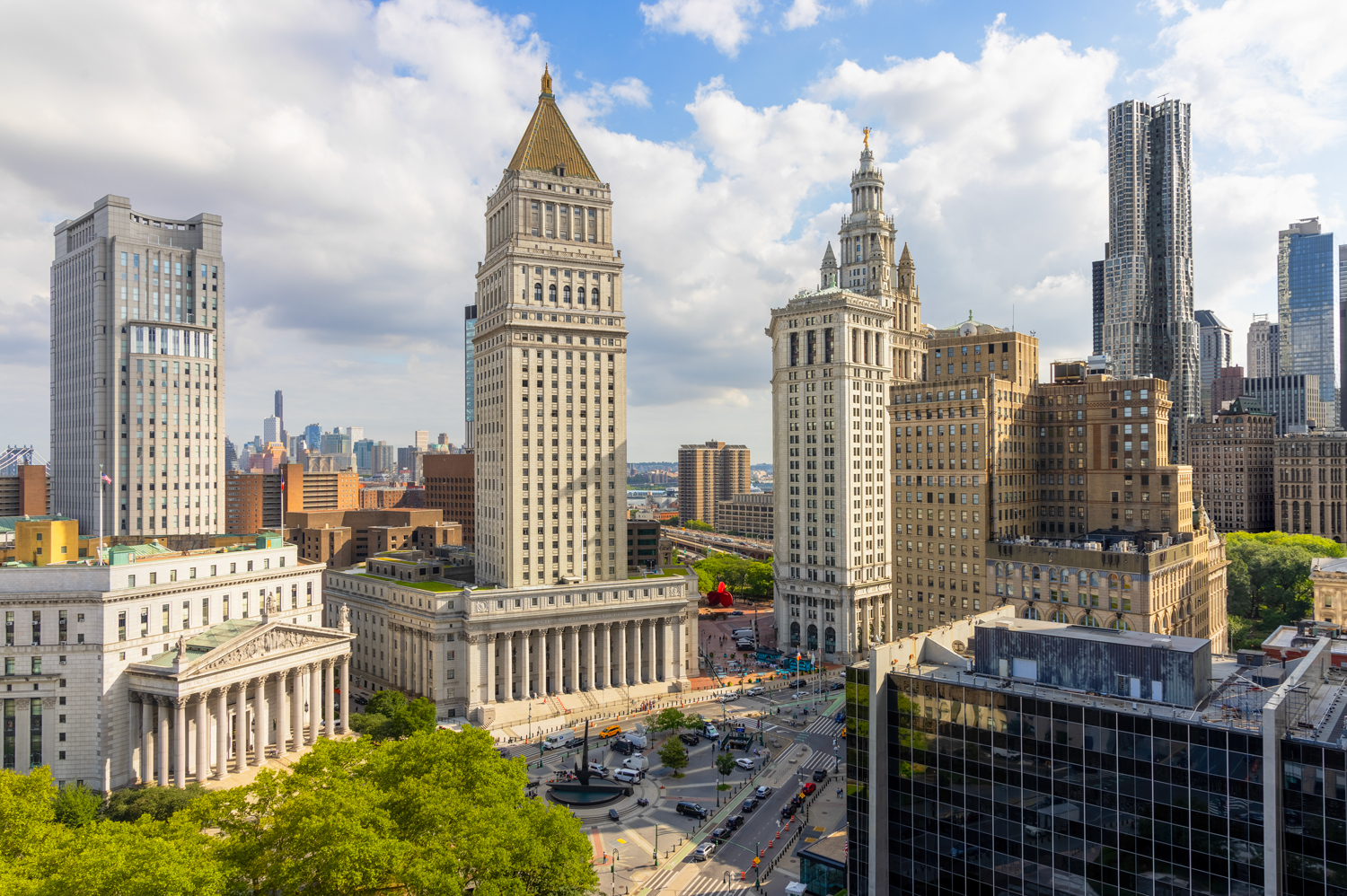 View of Civic Center and Foley Square from the rooftop of 111 Worth.