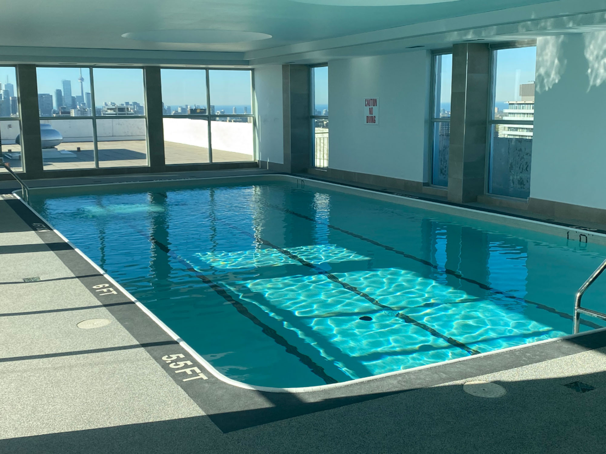 The indoor pool at 77 Davisville Ave in Toronto, CA.