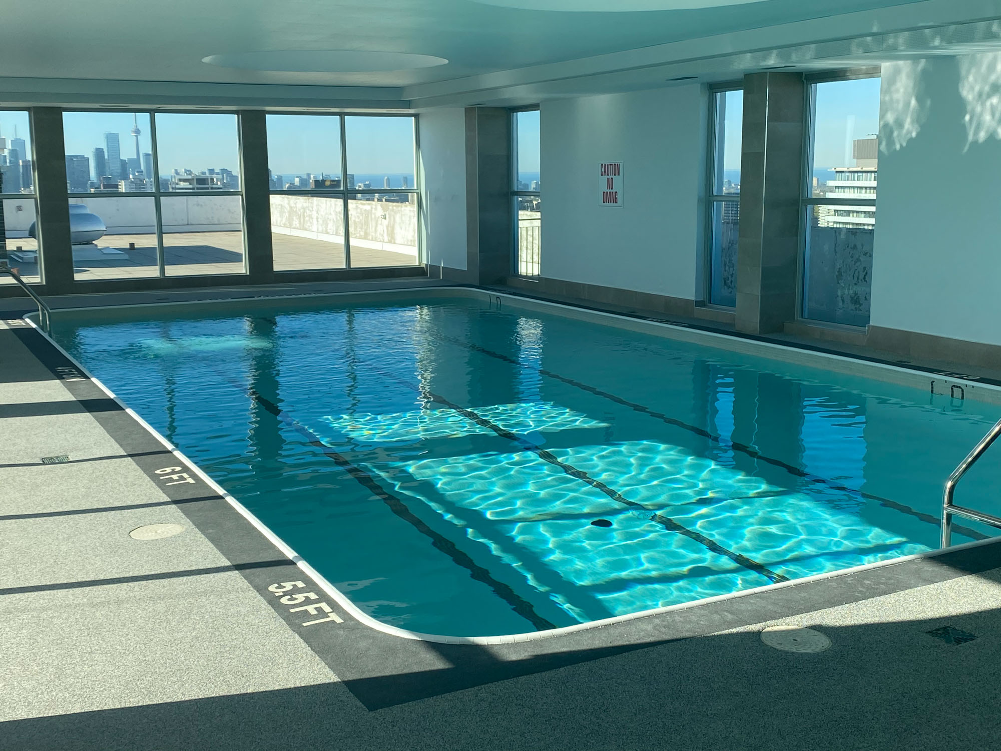 The indoor pool at 77 Davisville Ave in Toronto, CA.