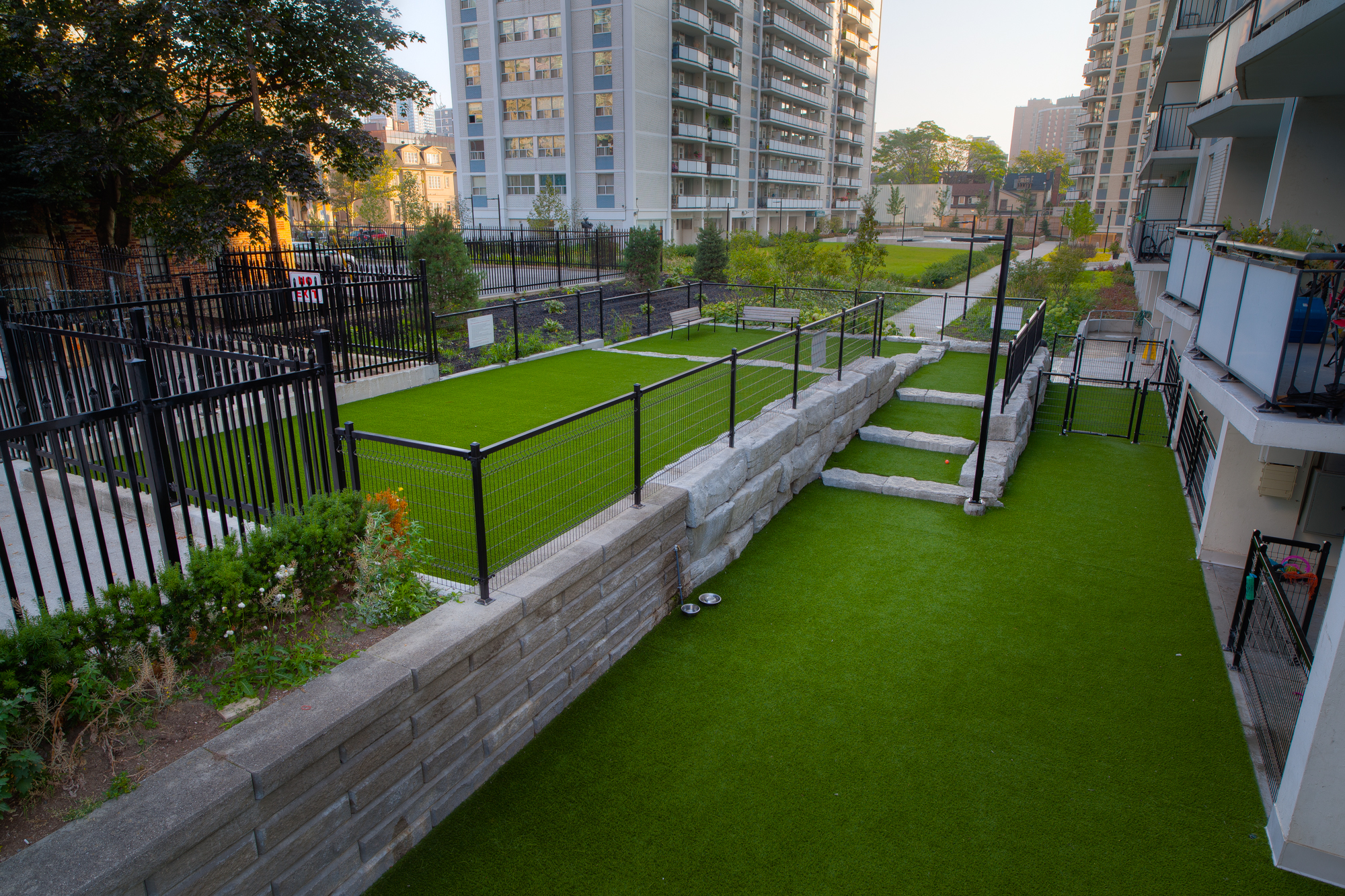 The dog park at Village Green apartments in Church-Wellesley Village.