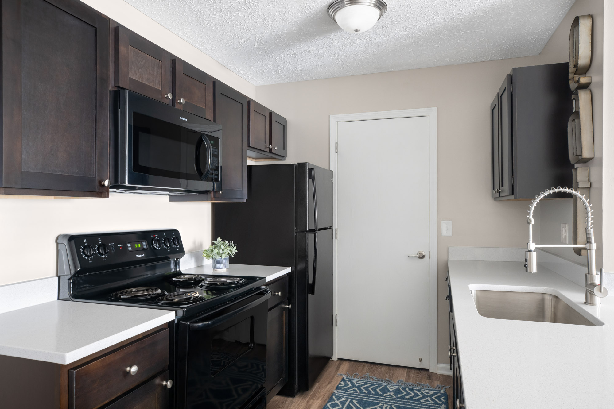 The kitchen in an apartment at The Gardens in Columbus, OH.