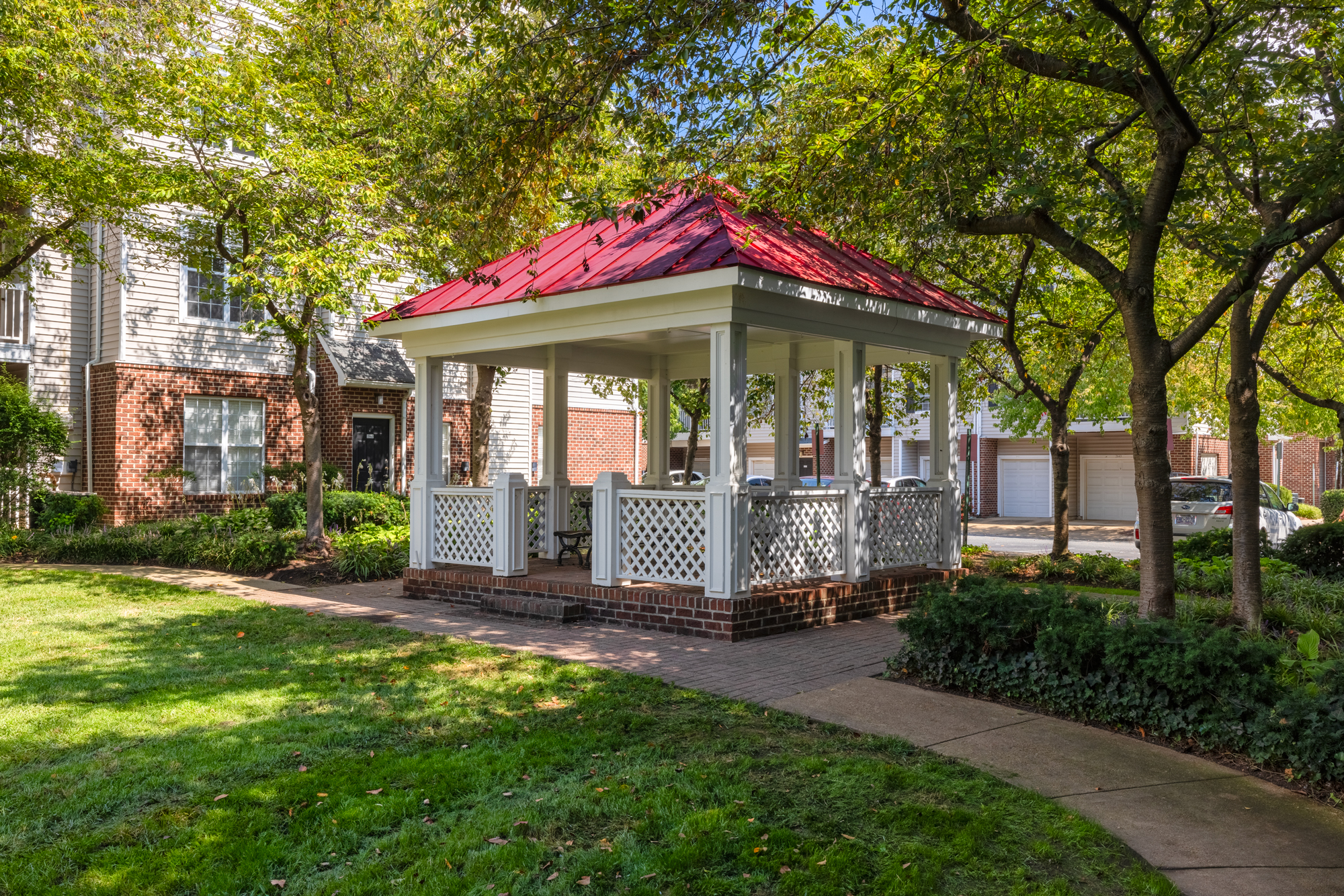 Gazebo area within Cameron Court courtyard.