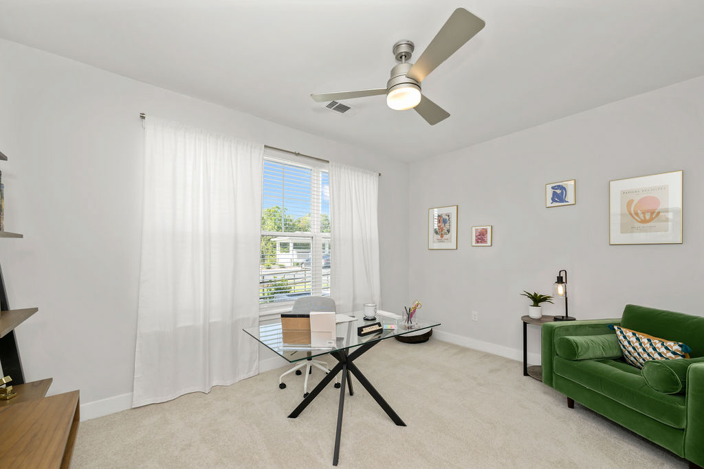 The bedroom in a Courtney Ridge apartment in Charlotte, NC.