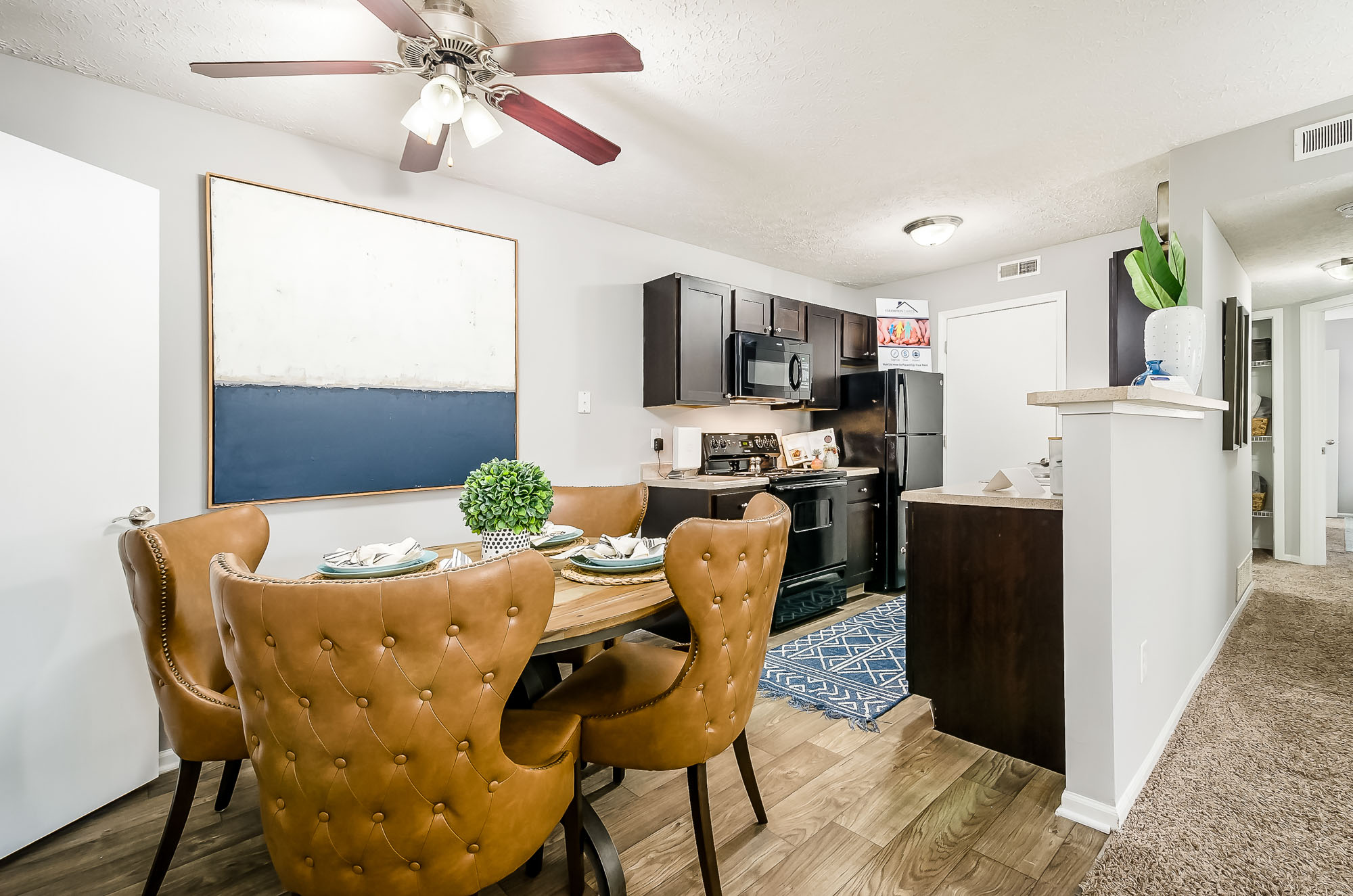 The kitchen in an apartment at The Gardens in Columbus, OH.