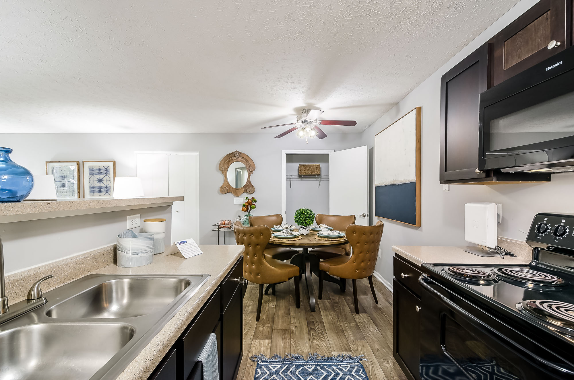 The kitchen in an apartment at The Gardens in Columbus, OH.