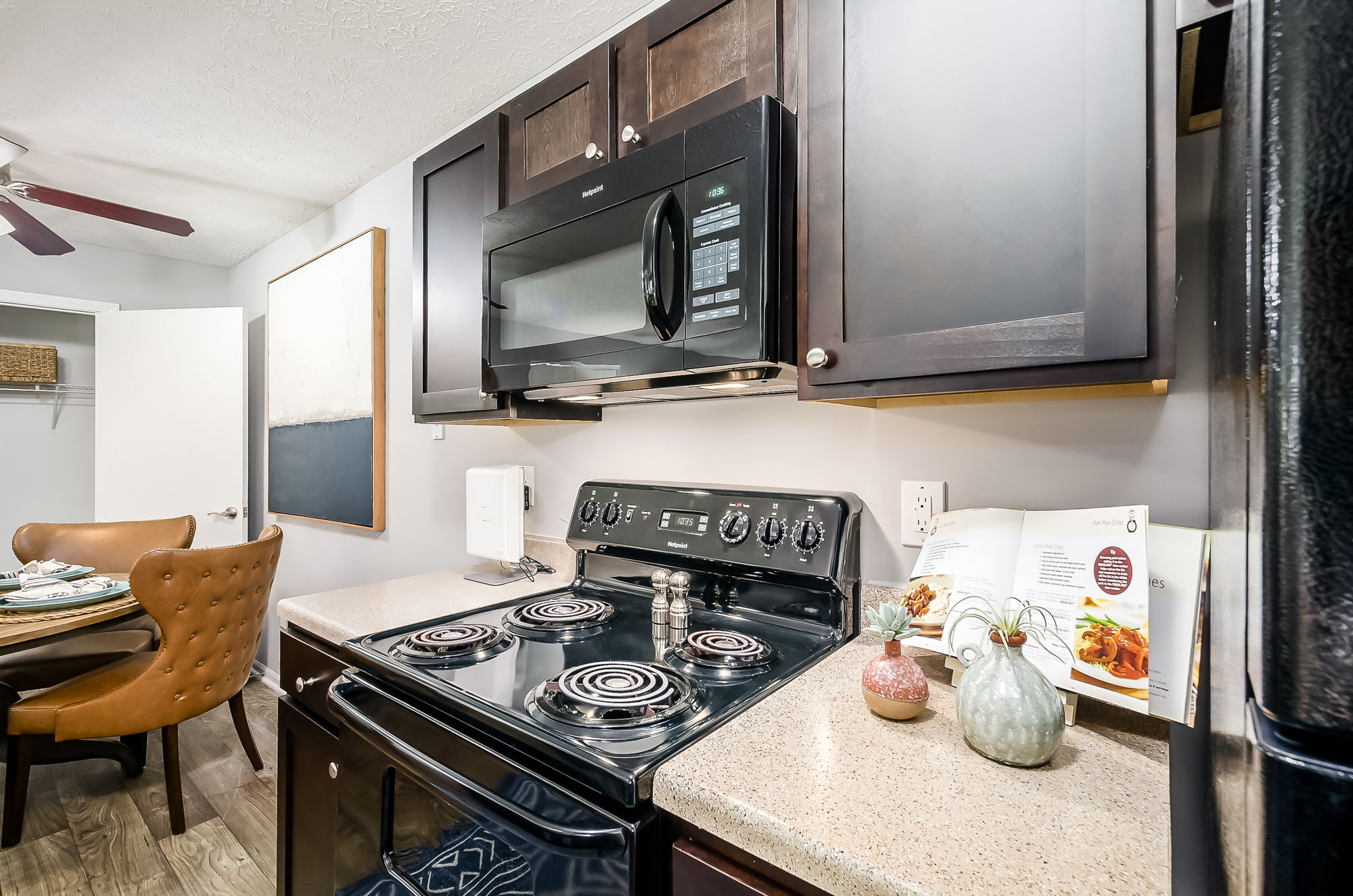 The kitchen in an apartment at The Gardens in Columbus, OH.