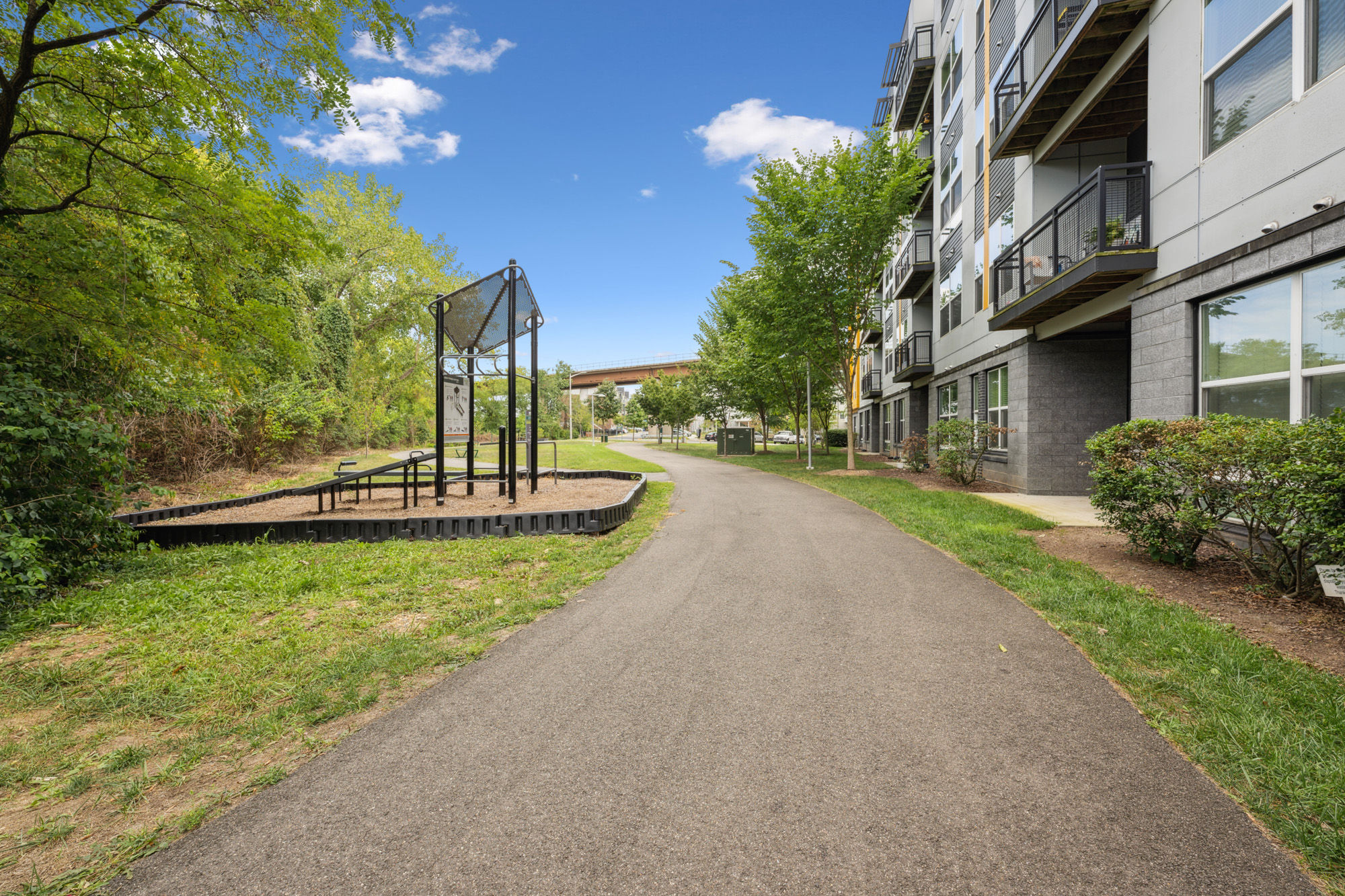 Onsite trail and outdoor fitness station.