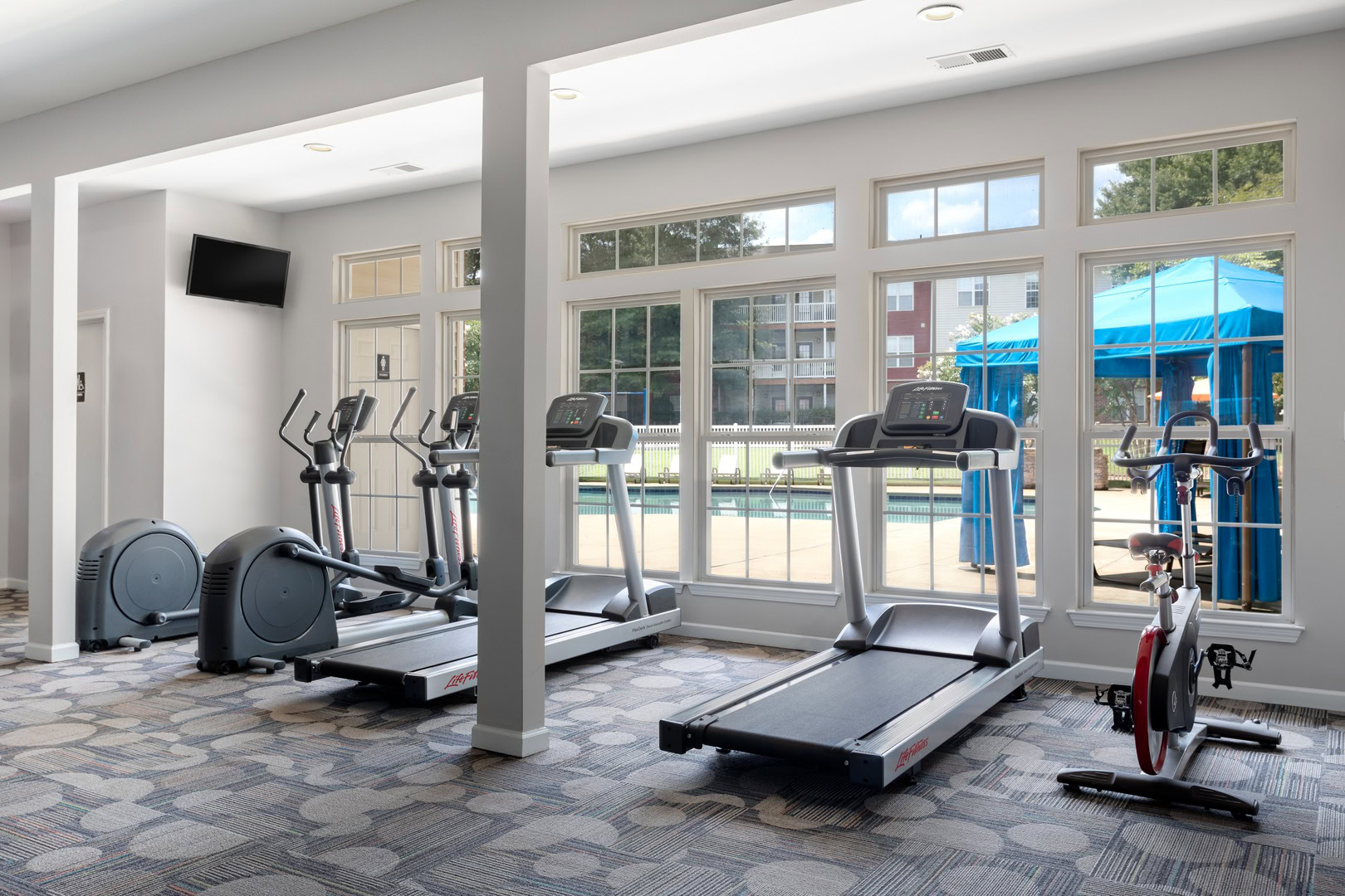 A fitness center at the Ashford Place apartments in South Charlotte