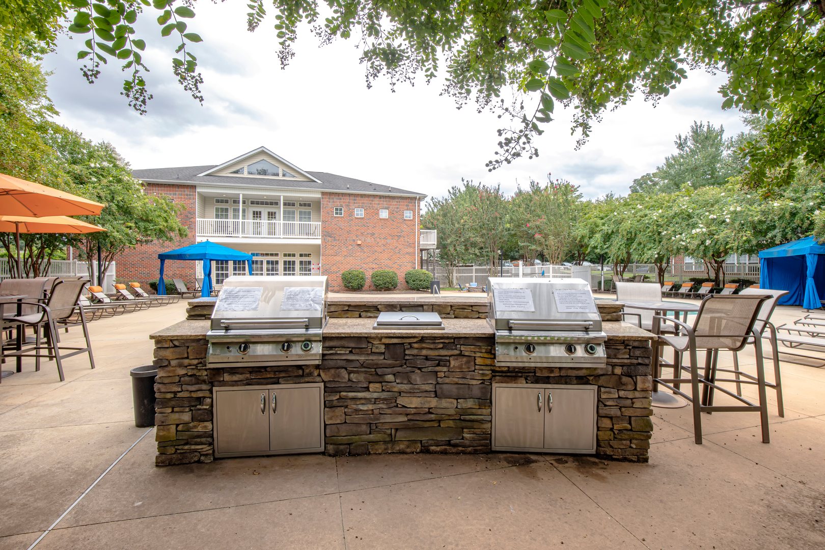 A grilling station at the Ashford Place apartments in South Charlotte