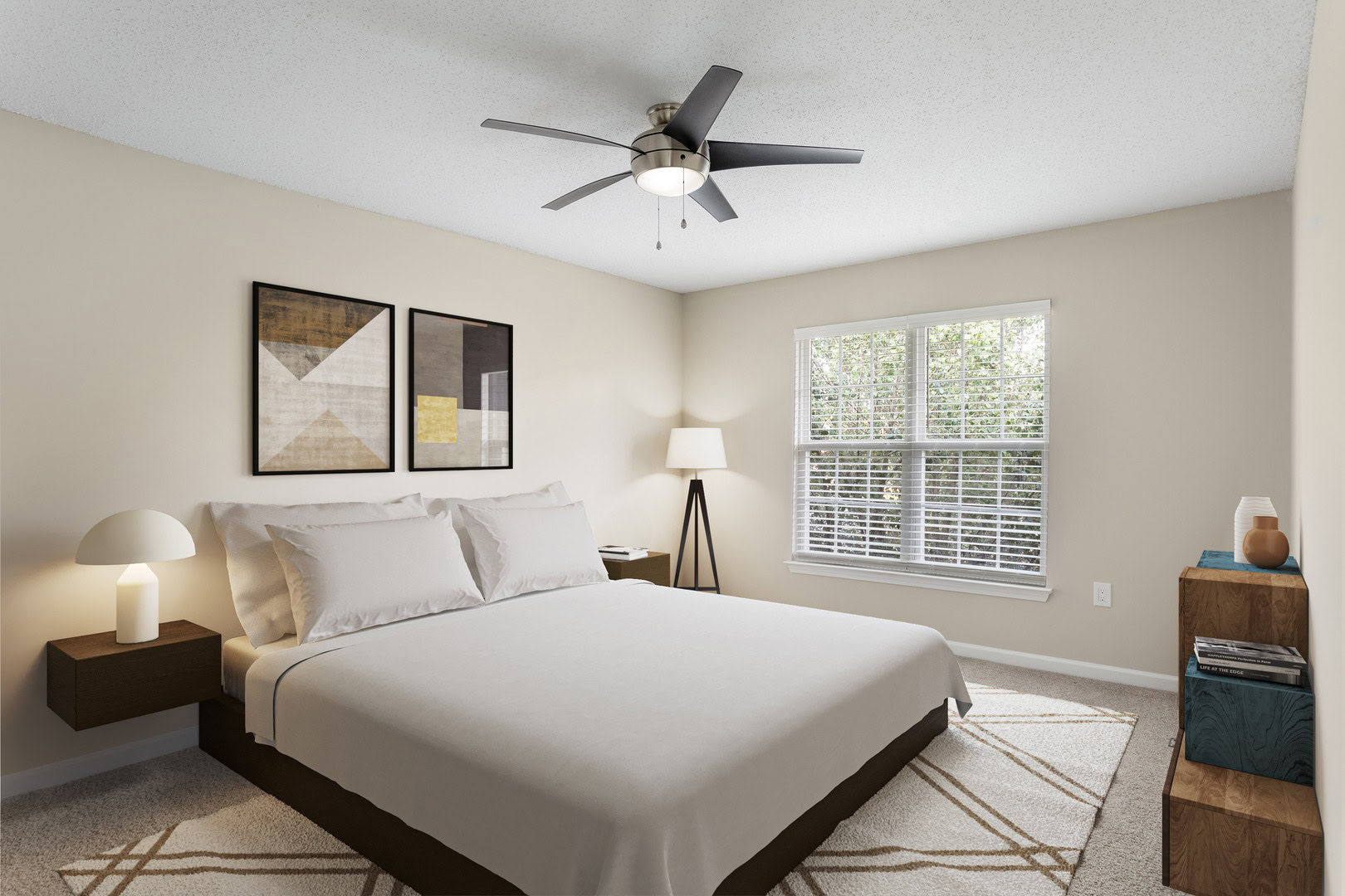 A bedroom in an apartment at the Ashford Place apartments in South Charlotte