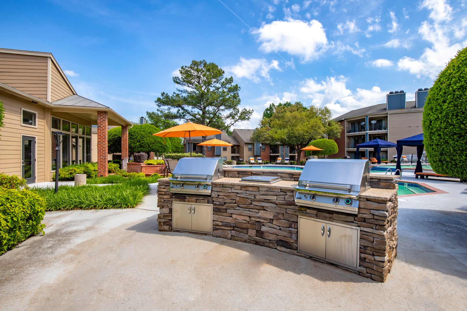 A grilling station at the Beacon Hill apartments at the south end of Charlotte, NC
