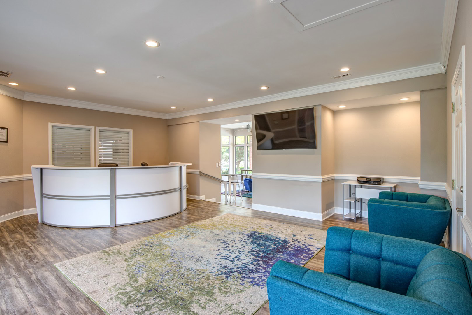 The lobby area of the Beacon Hill apartments at the south end of Charlotte, NC