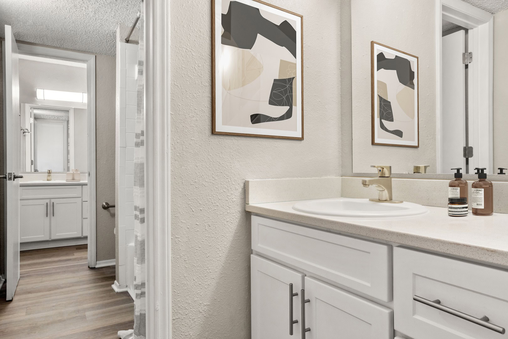 A bathroom in an apartment at Beacon Hill apartments at the south end of Charlotte, NC