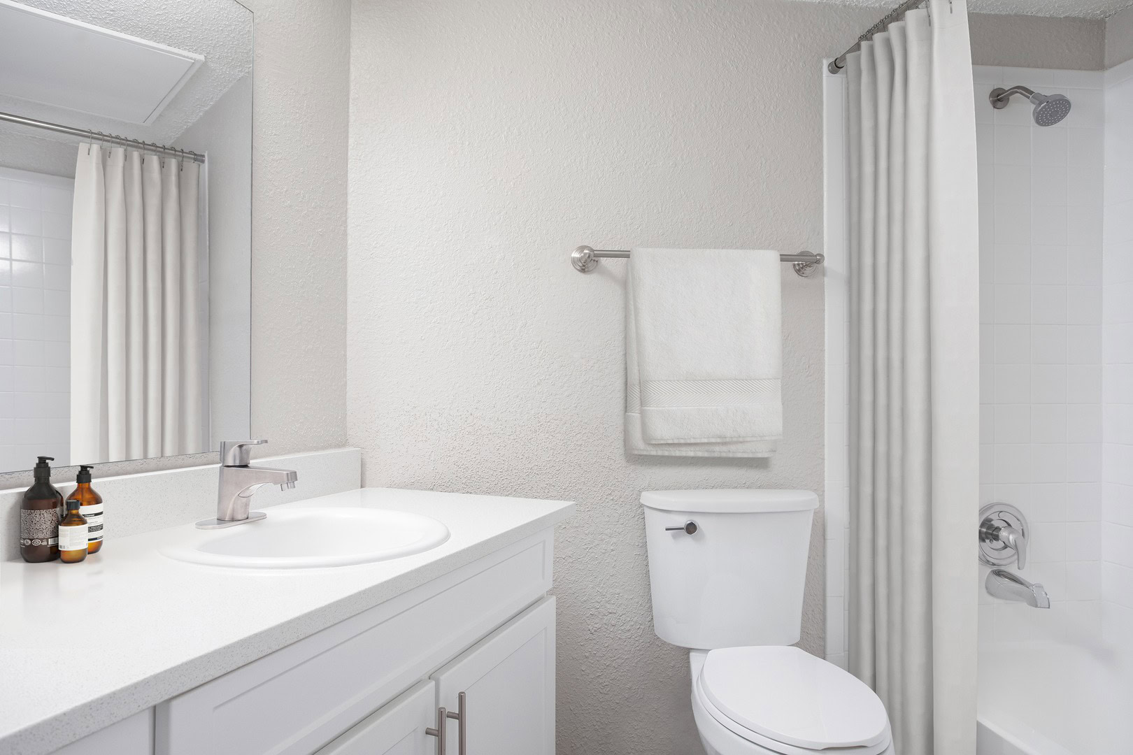 A bathroom in an apartment at Beacon Hill apartments at the south end of Charlotte, NC