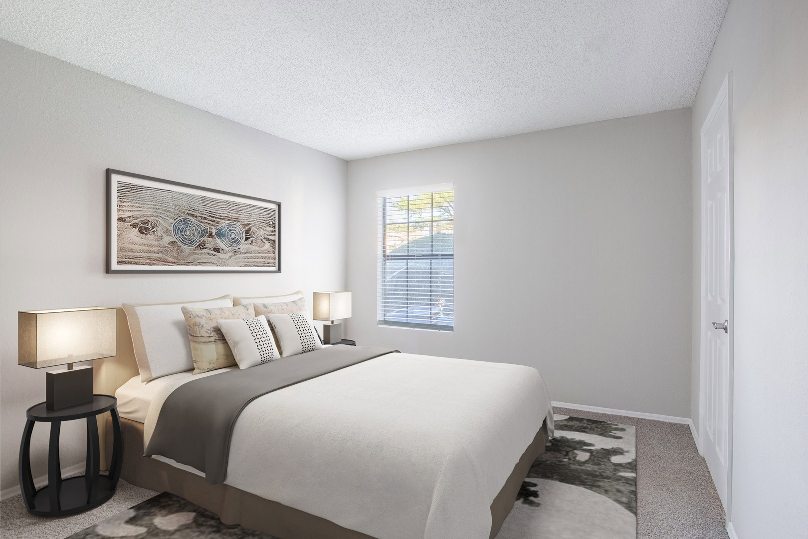A bedroom in an apartment at Beacon Hill apartments at the south end of Charlotte, NC