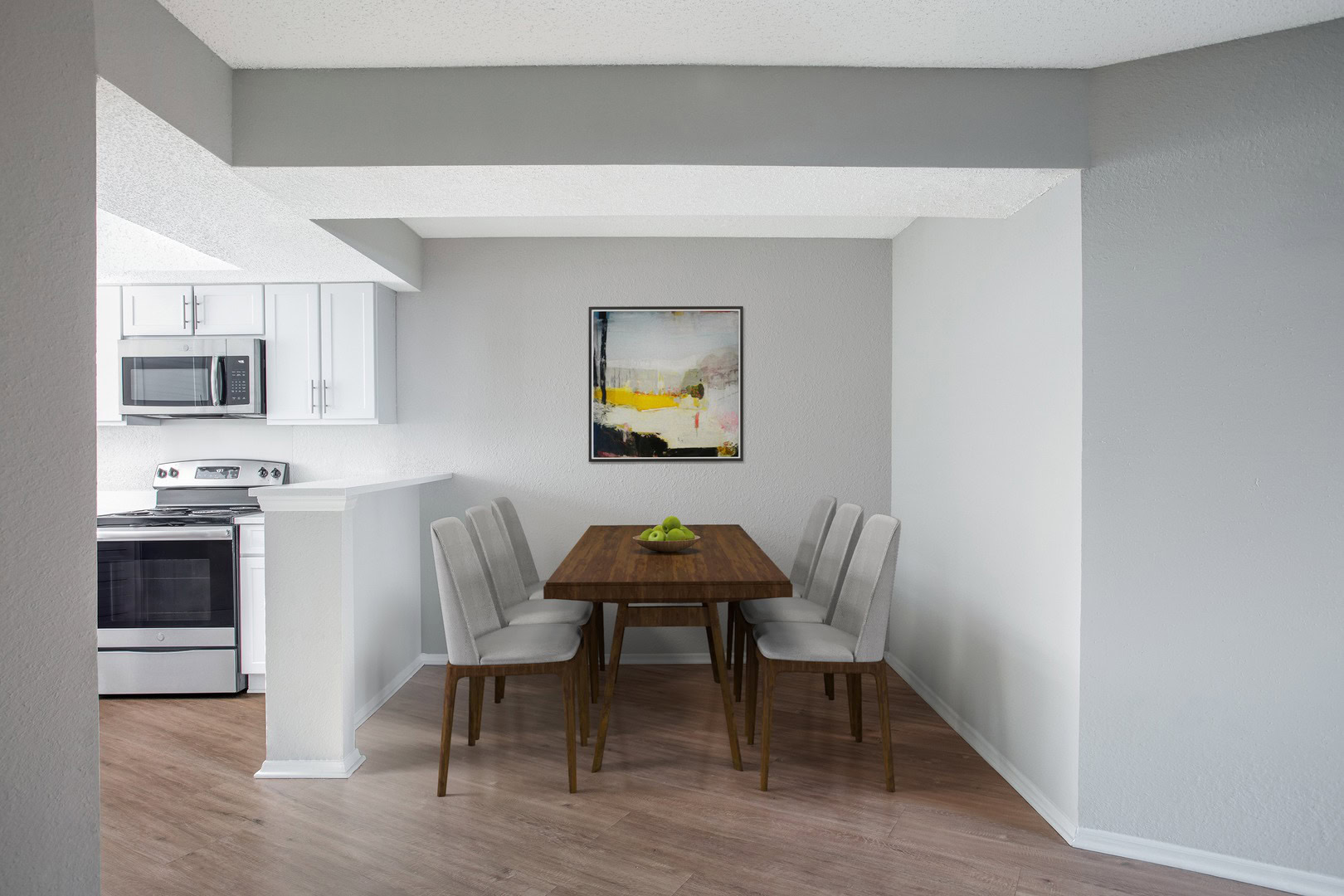 A dining area in an apartment at Beacon Hill apartments at the south end of Charlotte, NC