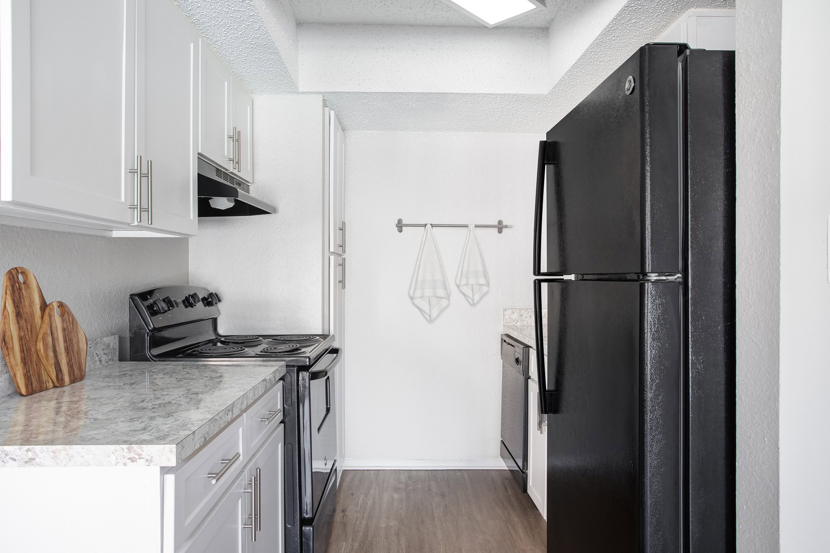 A kitchen in an apartment at Beacon Hill apartments at the south end of Charlotte, NC