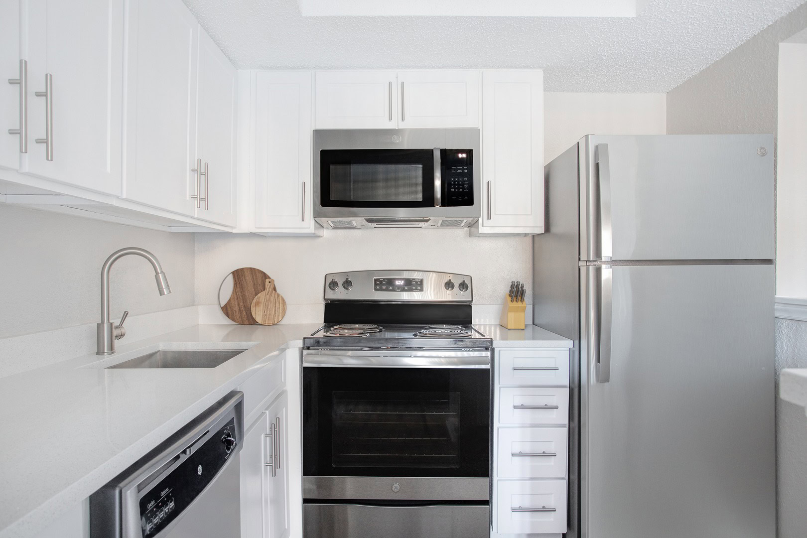 The kitchen in an apartment at Beacon Hill apartments at the south end of Charlotte, NC