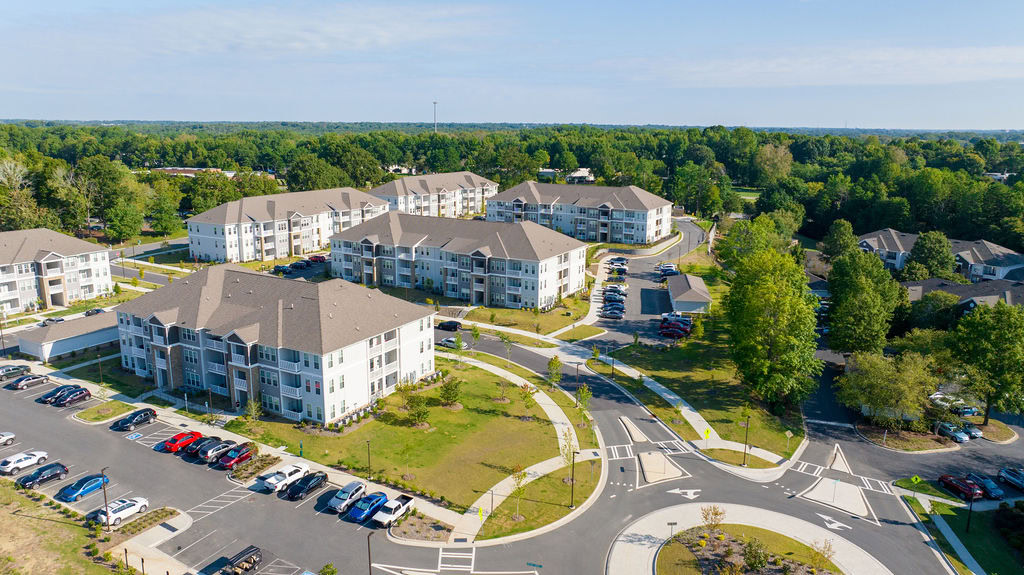 The exterior of the Courtney Ridge apartment buildings at the south end of Charlotte, NC
