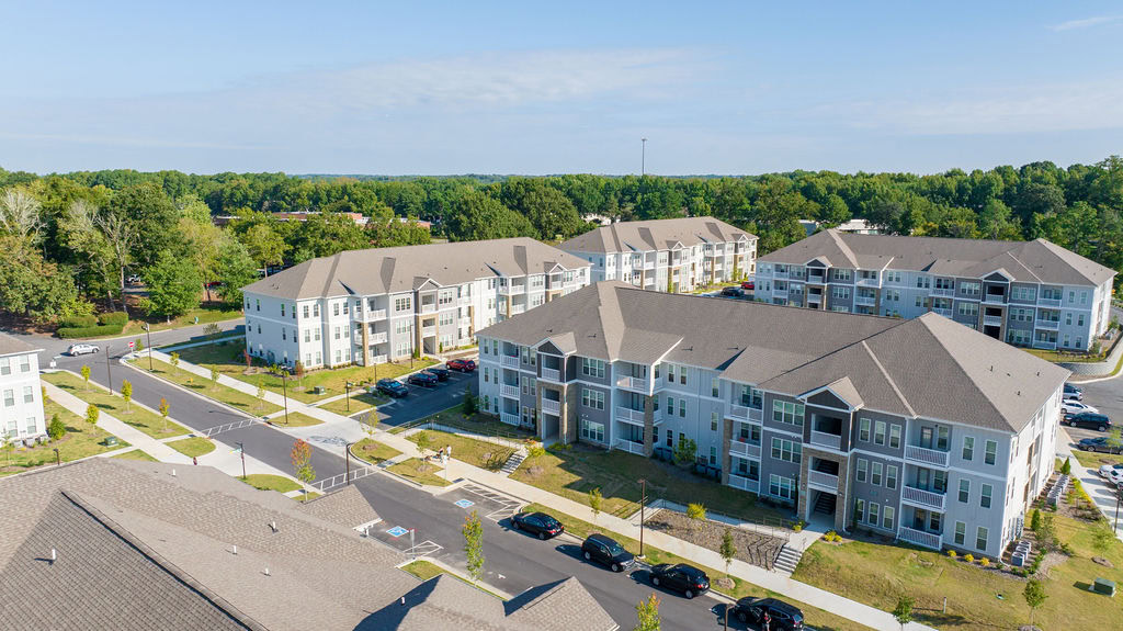 The exterior of the Courtney Ridge apartment buildings at the south end of Charlotte, NC