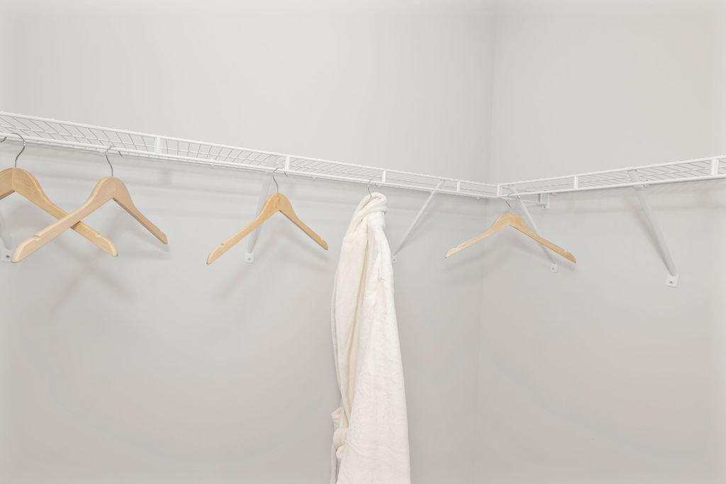 A walk in closet at the Courtney Ridge apartments in Charlotte, NC