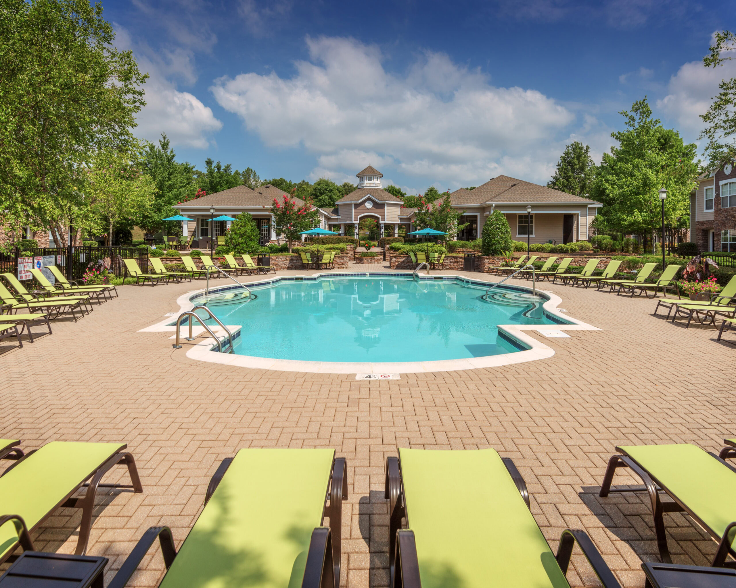 A pool area at the Courtney Ridge apartments at the south end of Charlotte NC