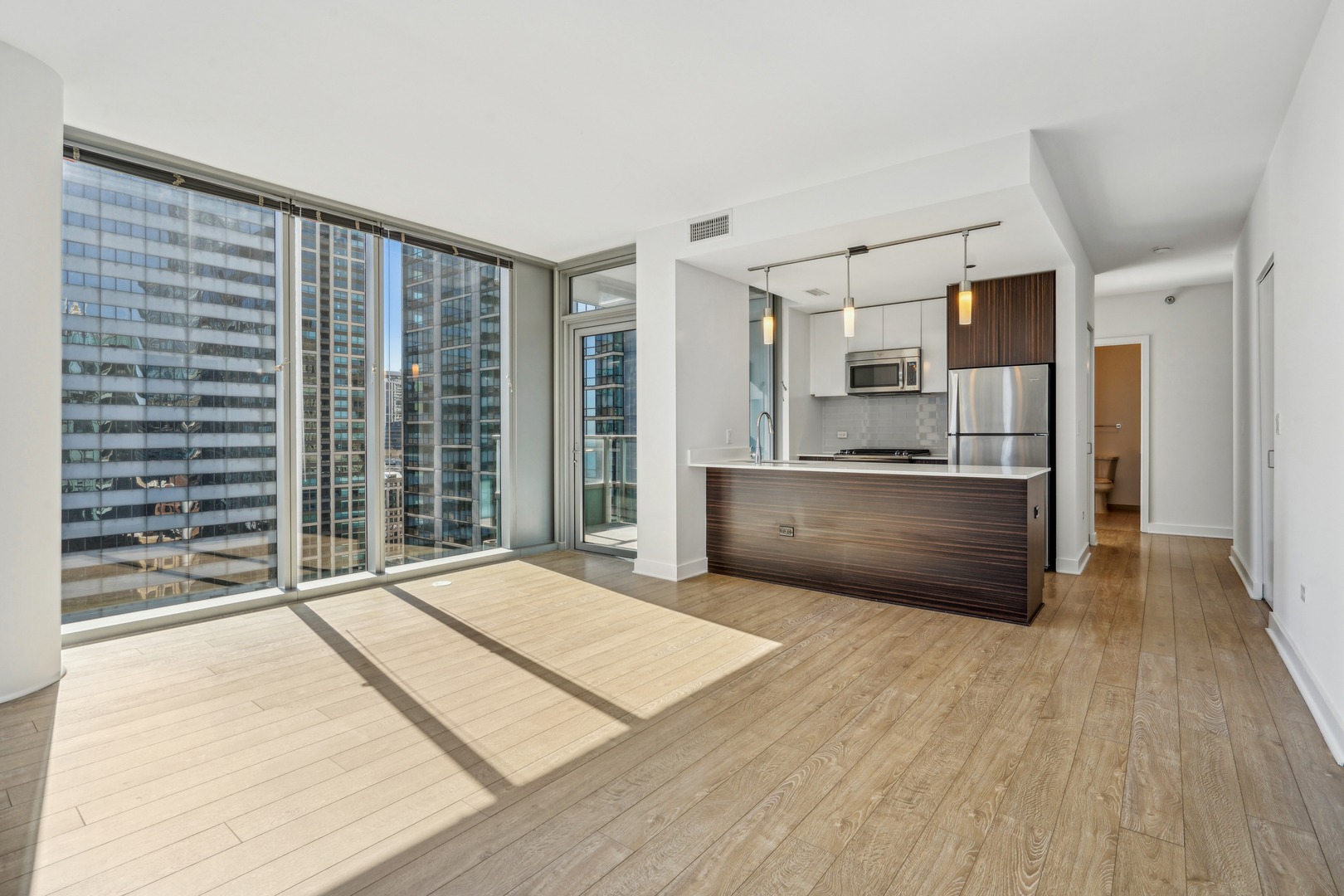 Spacious Chicago Living space with Natural Lighting