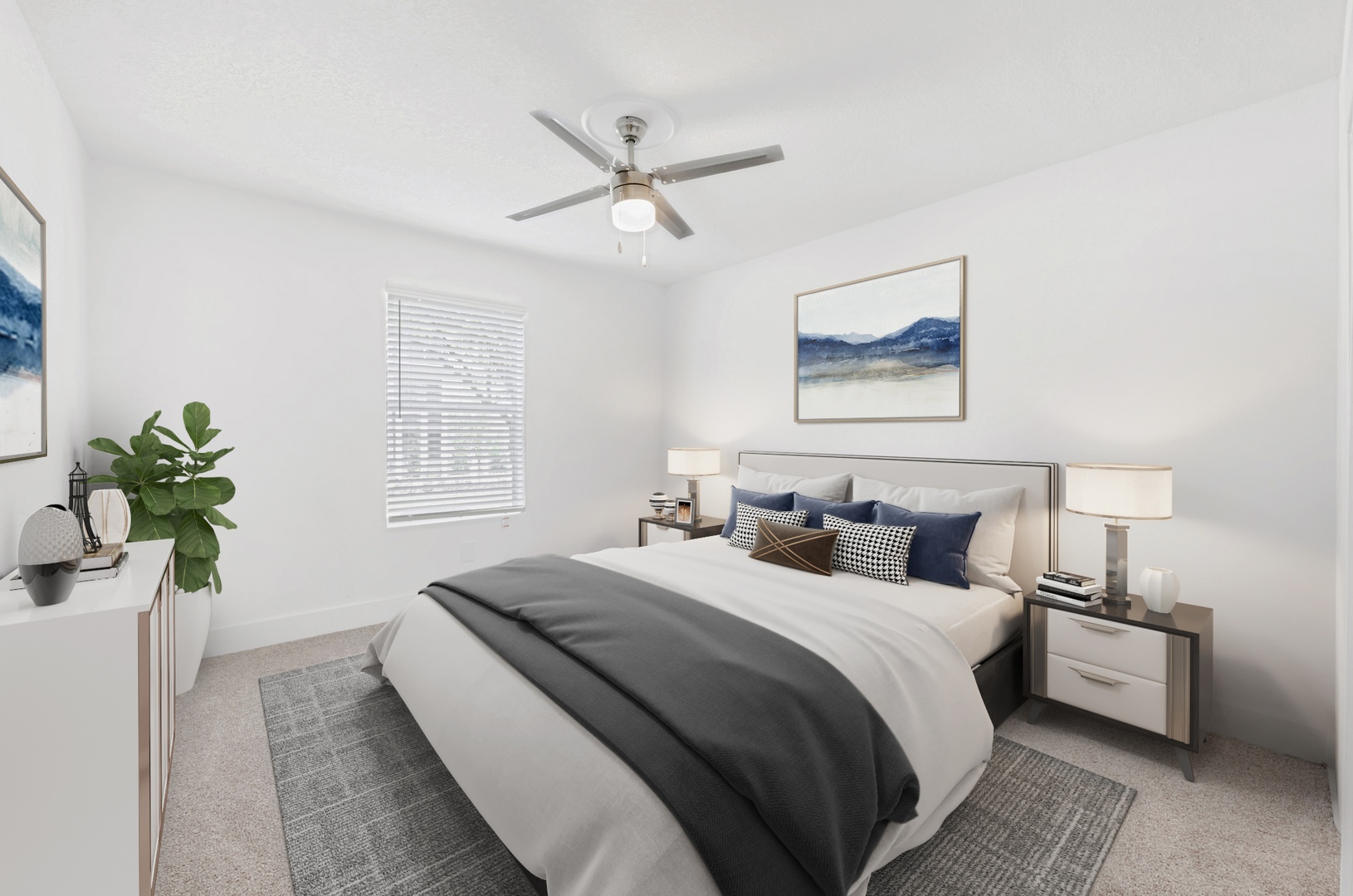 A bedroom at Brookwood Club apartments in Jacksonville, FL.