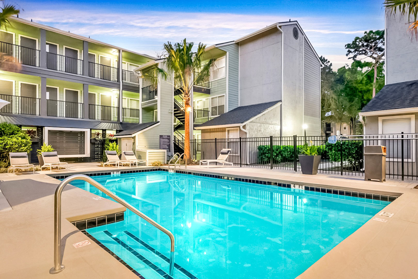 The pool at Brookwood Club apartments for rent in Jacksonville, FL.