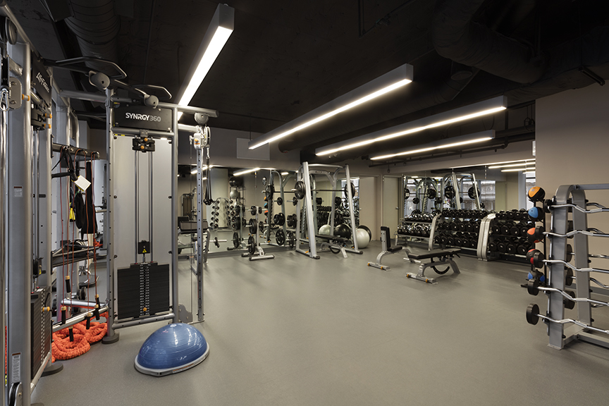 State-of-the-art fitness center with yoga studio